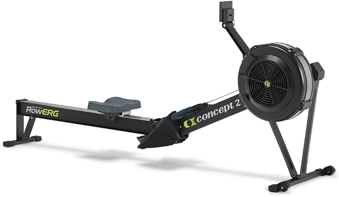 Concept2 RowErg Modell D: Rudergerät mit Luftwiderstand, Standardbeinen, Schwarz
