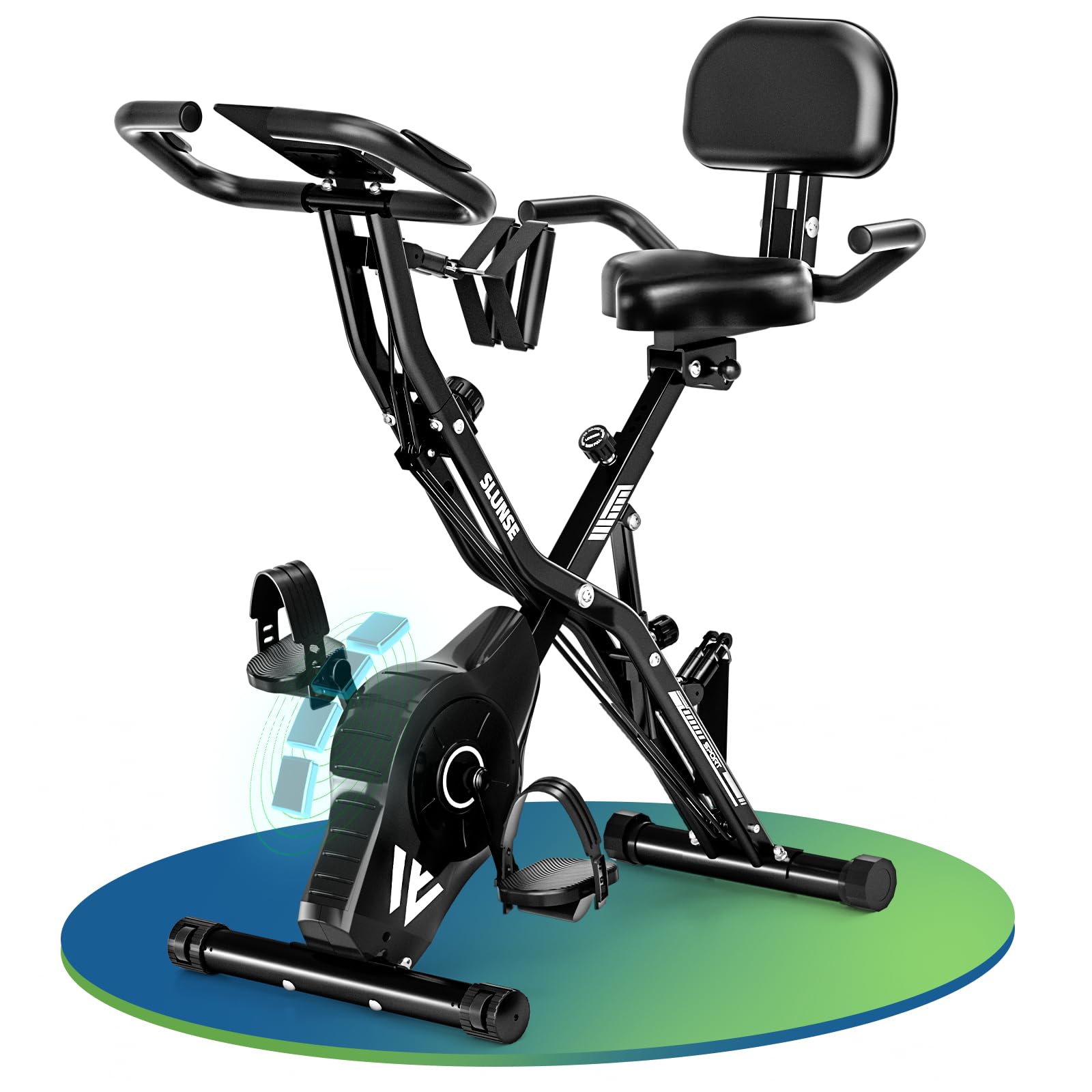 Heimtrainer Fahrrad, SLUNSE 2025 Neu Hometrainer Fahrrad mit stabilem Doppeldreieckrahmen, Klappbar Ergometer Heimtrainer mit 10dB extra Leise, Indoor Bike für Kardio-Training zu Hause, Bis 160KG