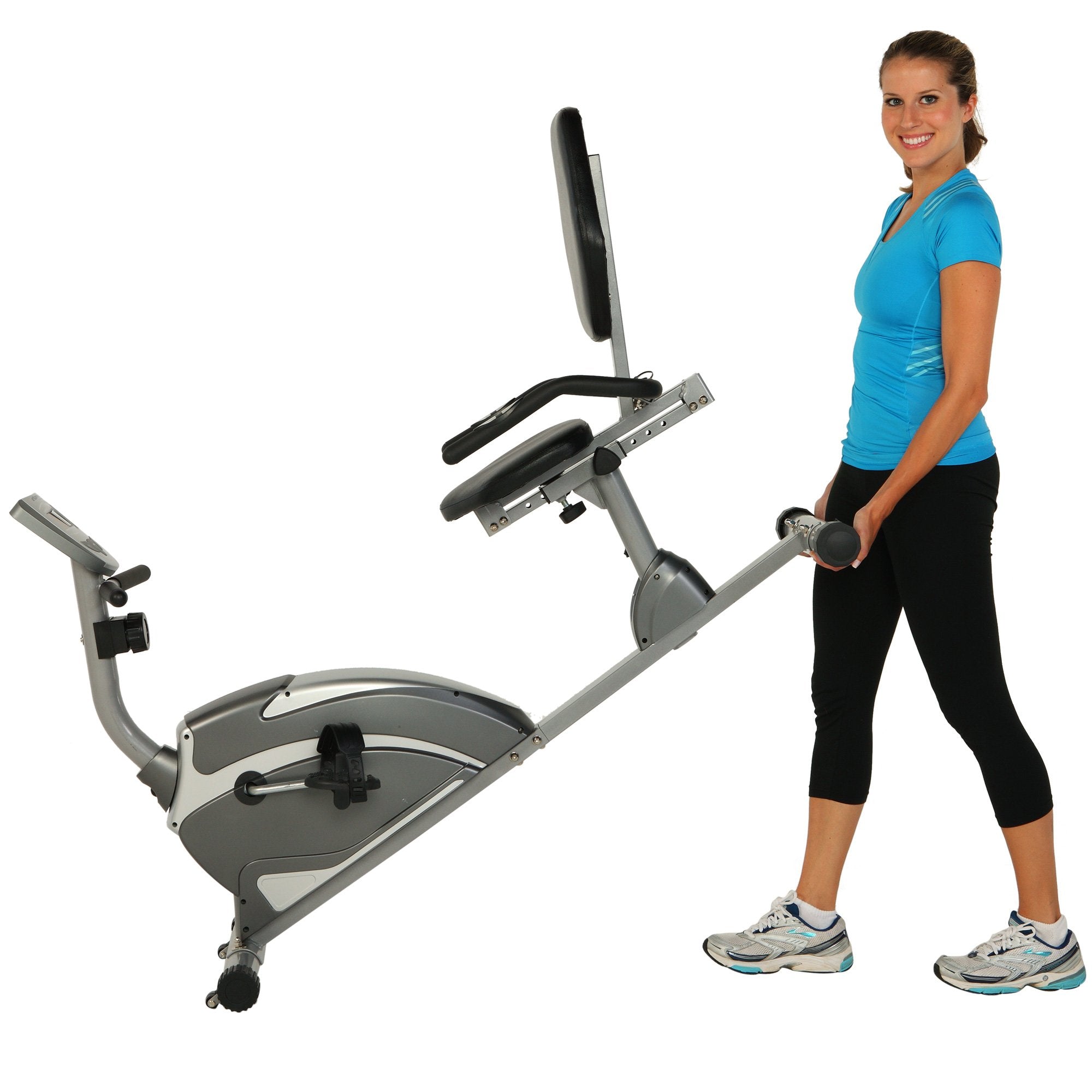 Exerpeutic 900XL Recumbent Bike/Liege-Heimtrainer mit Magnetbremse, Pulsmessung, extra hohem maximalen Benutzergewicht von 136kg und geeignet für grosse Personen von bis zu 2,01m