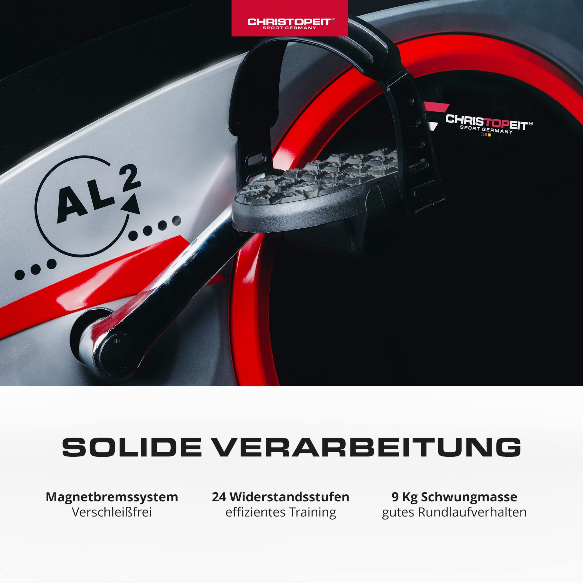 Christopeit Sport Heimtrainer AL 2 Silber inkl. Bodenschutzmatte - 24-Stufig, bis 150kg Gewicht, 9kg Magnet-Bremssystem, LCD-Display