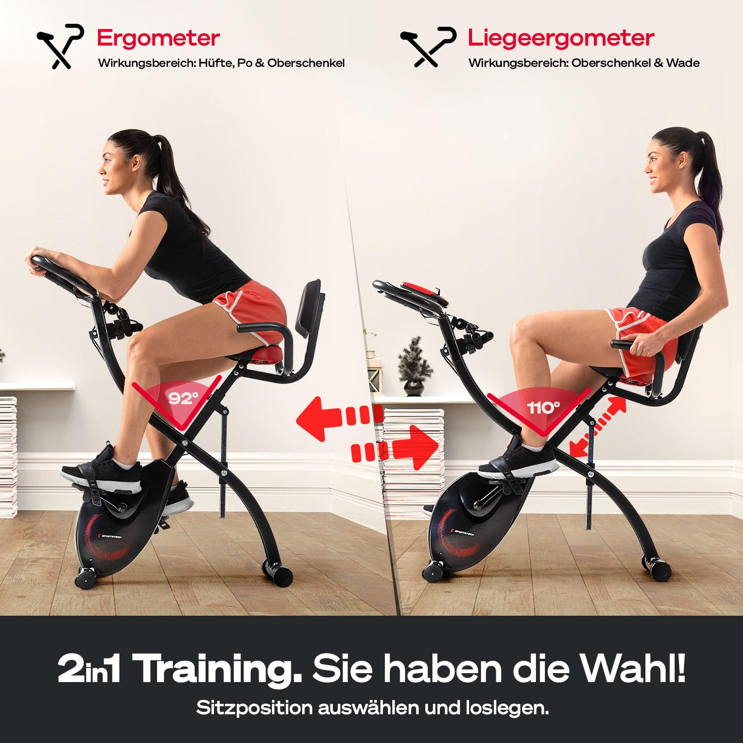 Sportstech Ergometer Heimtrainer Fahrrad klappbar, Fitness Indoor Fahrrad für Zuhause, Hometrainer Bike 150kg, App mit Live- & On Demand-Kursen für Full Body Workout-Erlebnis, X150 Bike