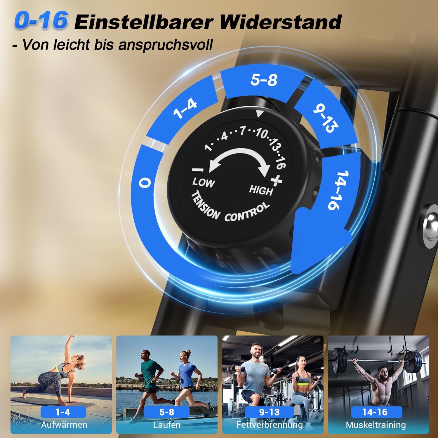 Heimtrainer Fahrrad, SLUNSE 2025 Neu Hometrainer Fahrrad mit stabilem Doppeldreieckrahmen, Klappbar Ergometer Heimtrainer mit 10dB extra Leise, Indoor Bike für Kardio-Training zu Hause, Bis 160KG