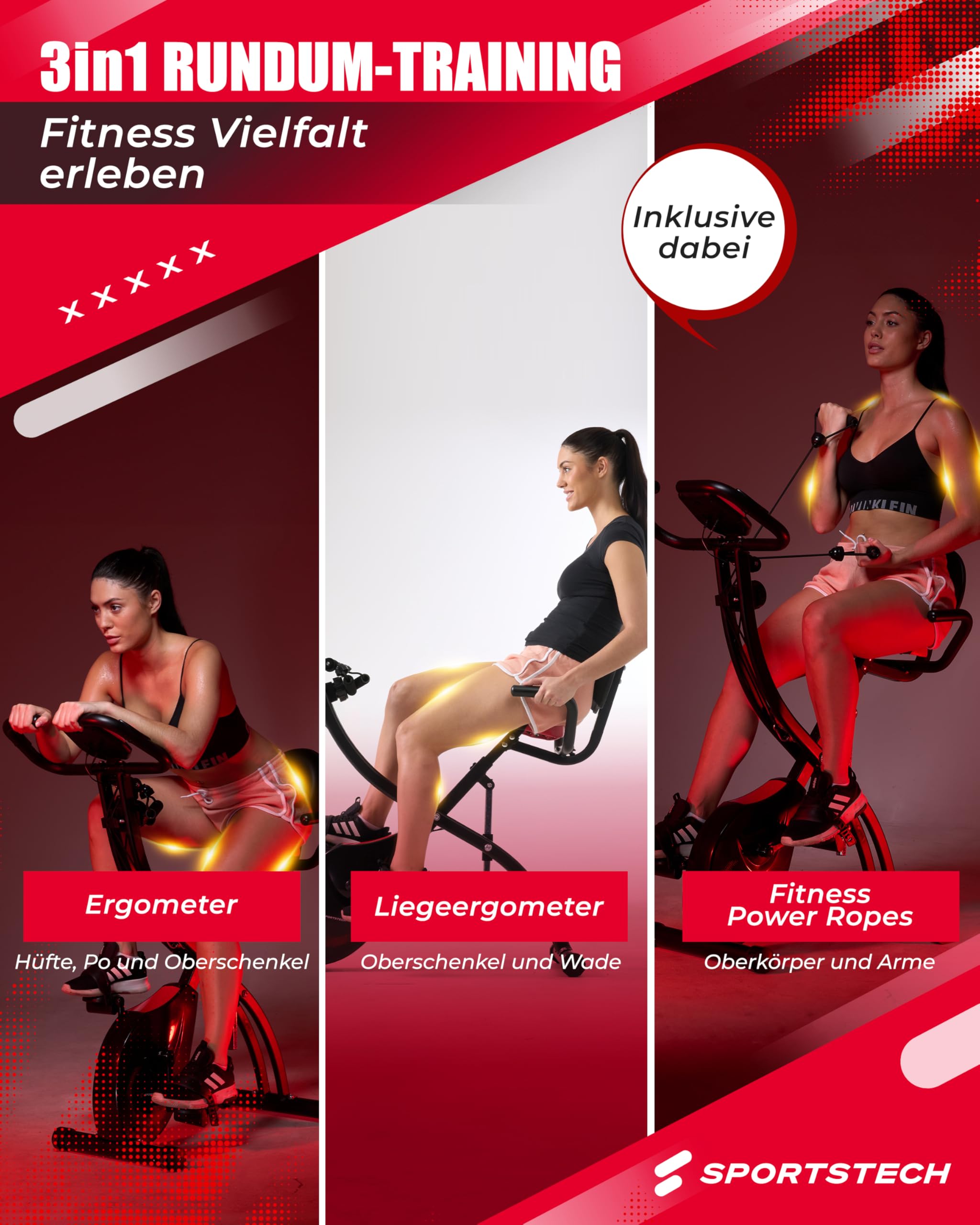 Sportstech Ergometer Heimtrainer Fahrrad klappbar, Fitness Indoor Fahrrad für Zuhause, Hometrainer Bike 150kg, App mit Live- & On Demand-Kursen für Full Body Workout-Erlebnis, X150 Bike
