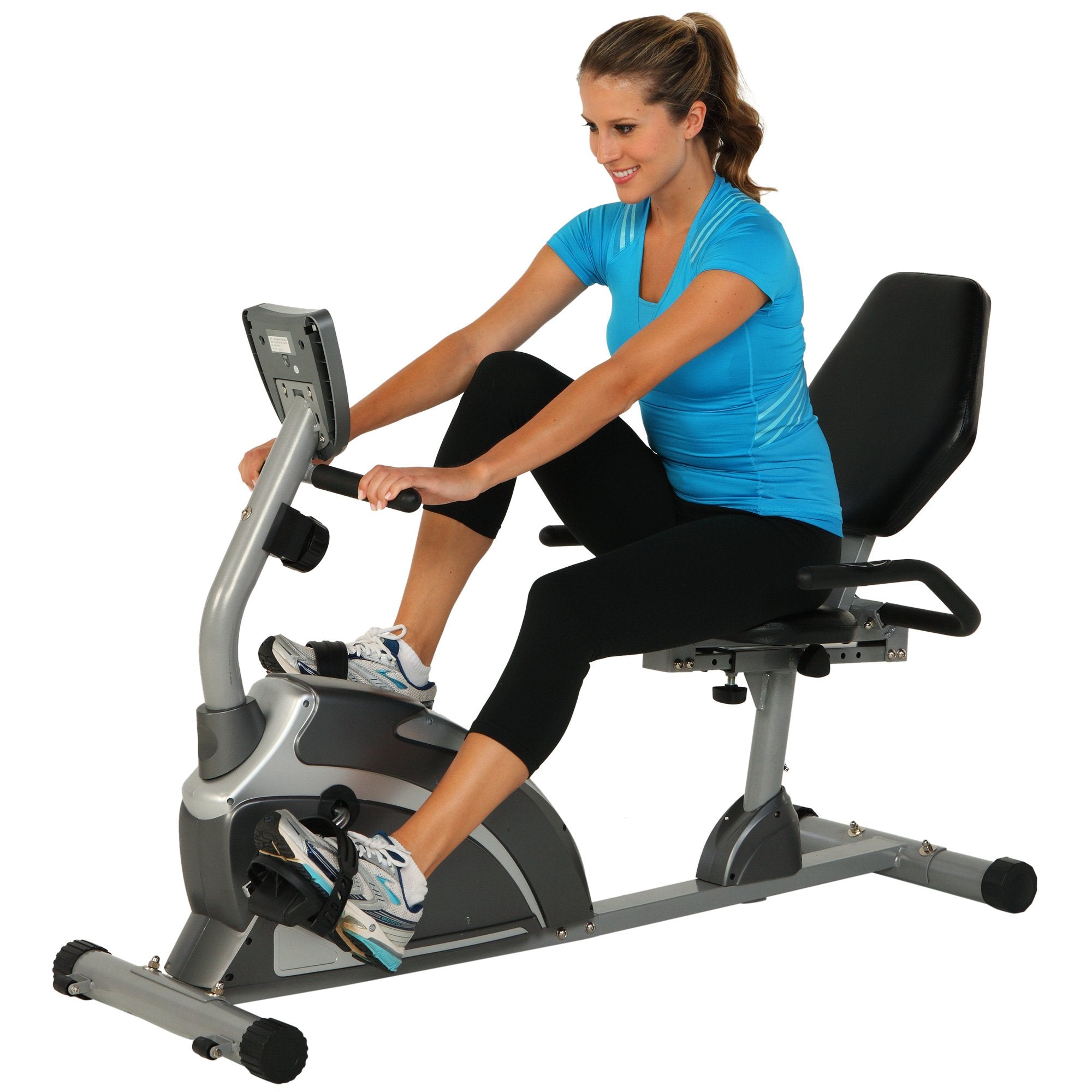Exerpeutic 900XL Recumbent Bike/Liege-Heimtrainer mit Magnetbremse, Pulsmessung, extra hohem maximalen Benutzergewicht von 136kg und geeignet für grosse Personen von bis zu 2,01m