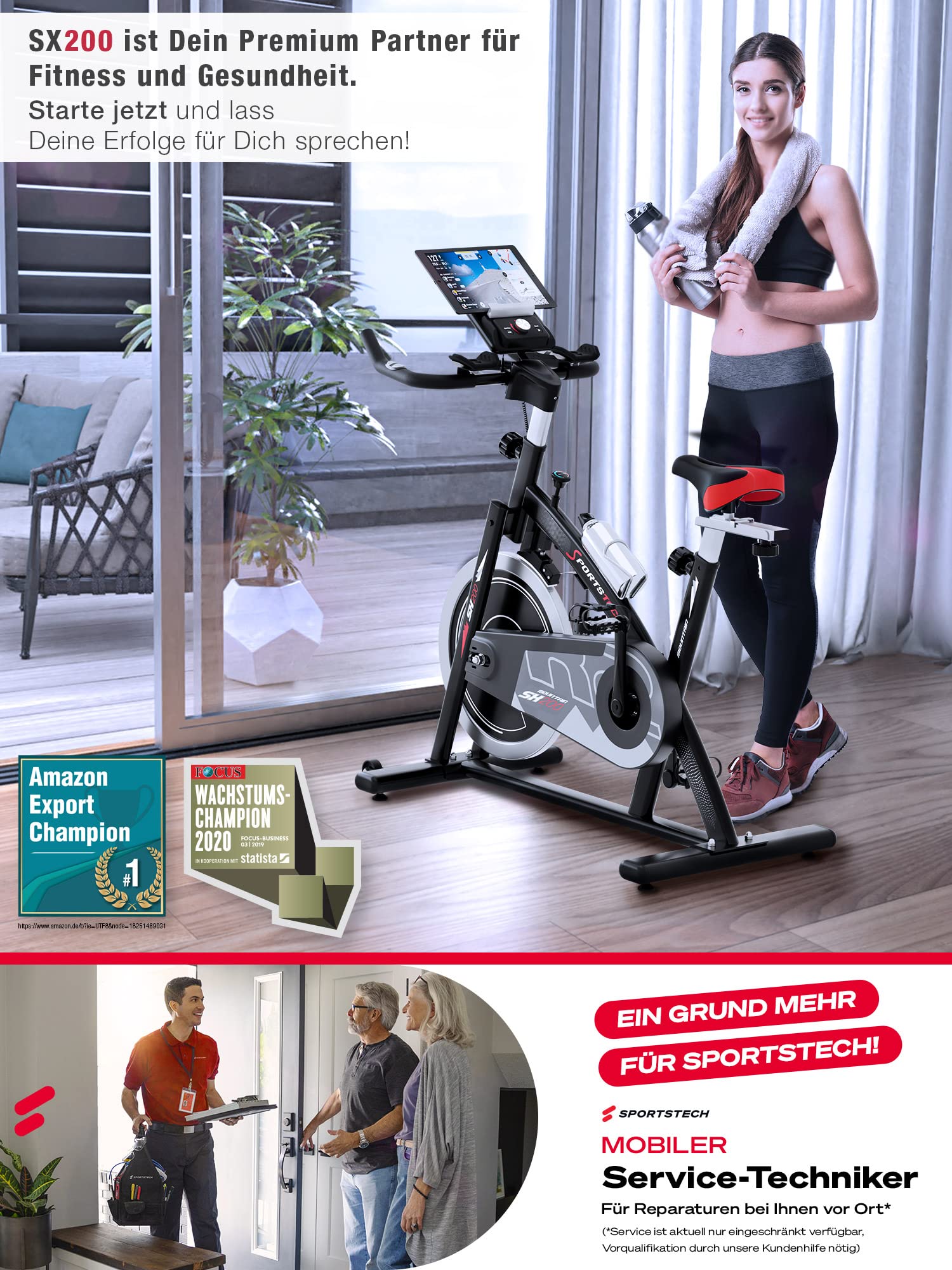 Sportstech Ergometer Heimtrainer mit 22KG Schwungrad & Multiplayer APP | Hometrainer Fahrrad für Zuhause | Trainingsgeräte für das Ausdauertraining | Fitness Exercise Bike SX200 (SX200 grau)
