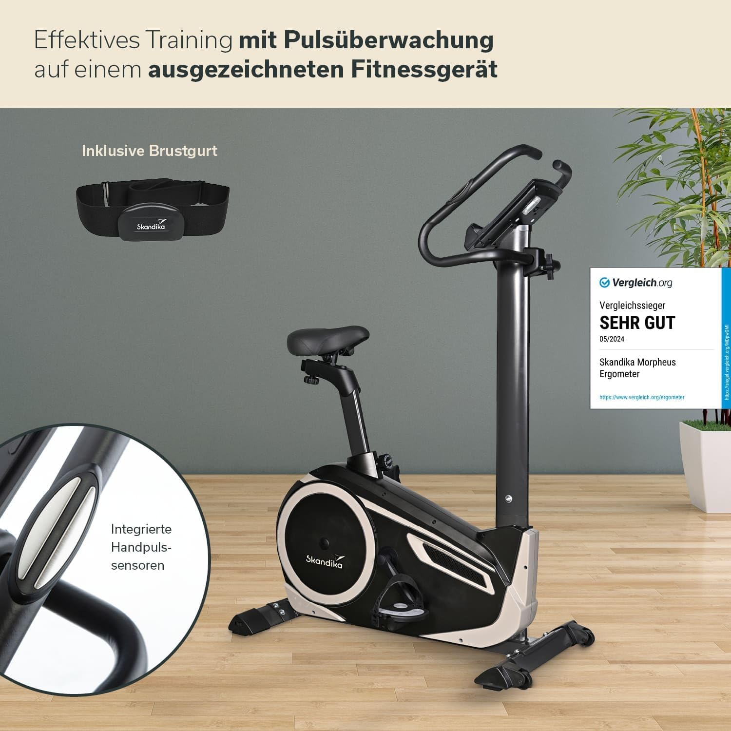 Skandika Morpheus: Ergometer mit App‑Steuerung, Pulsgurt und Tablethalter
