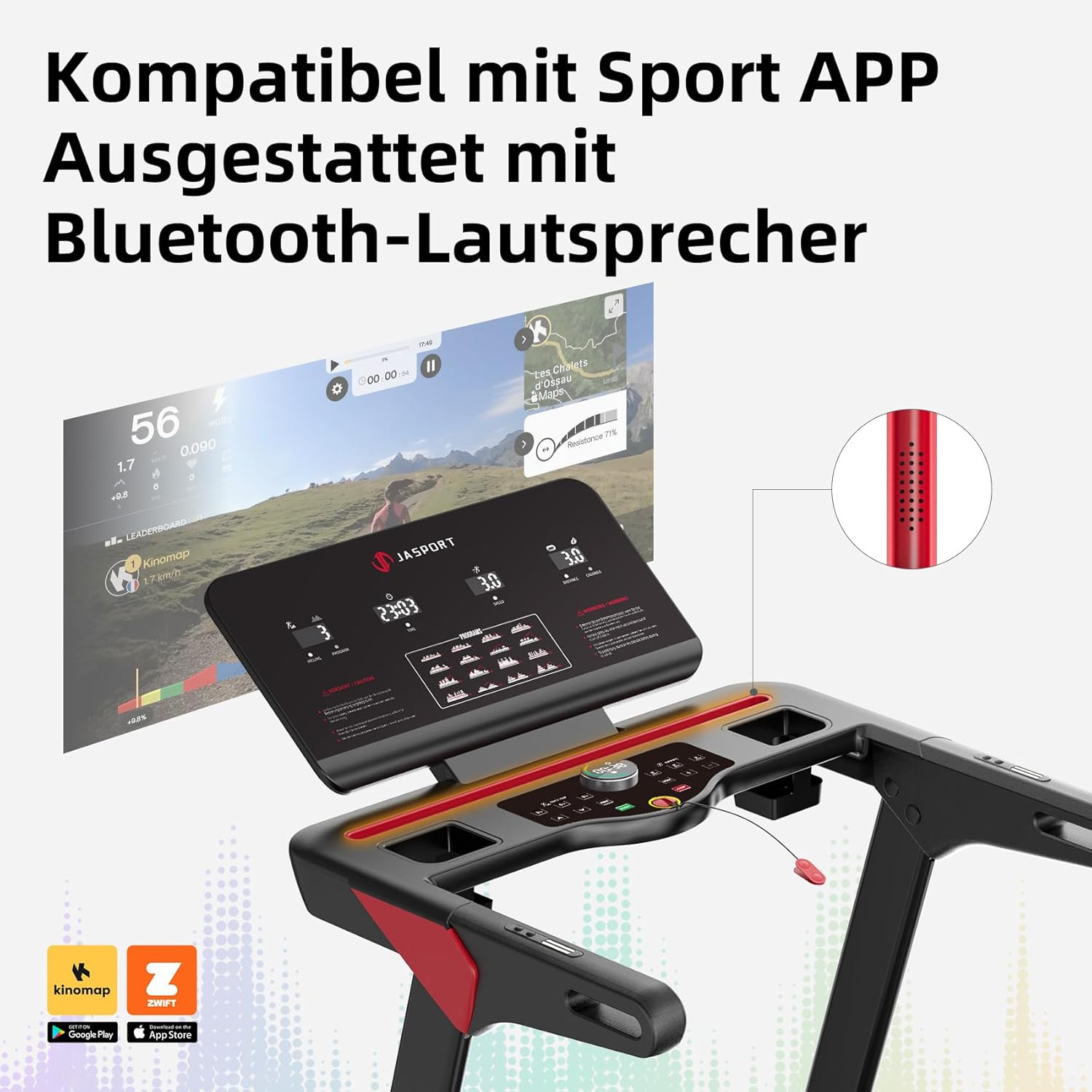 JASPORT L3 Faltbares Heimtrainer-Laufband mit Bluetooth & Steigungsfunktion