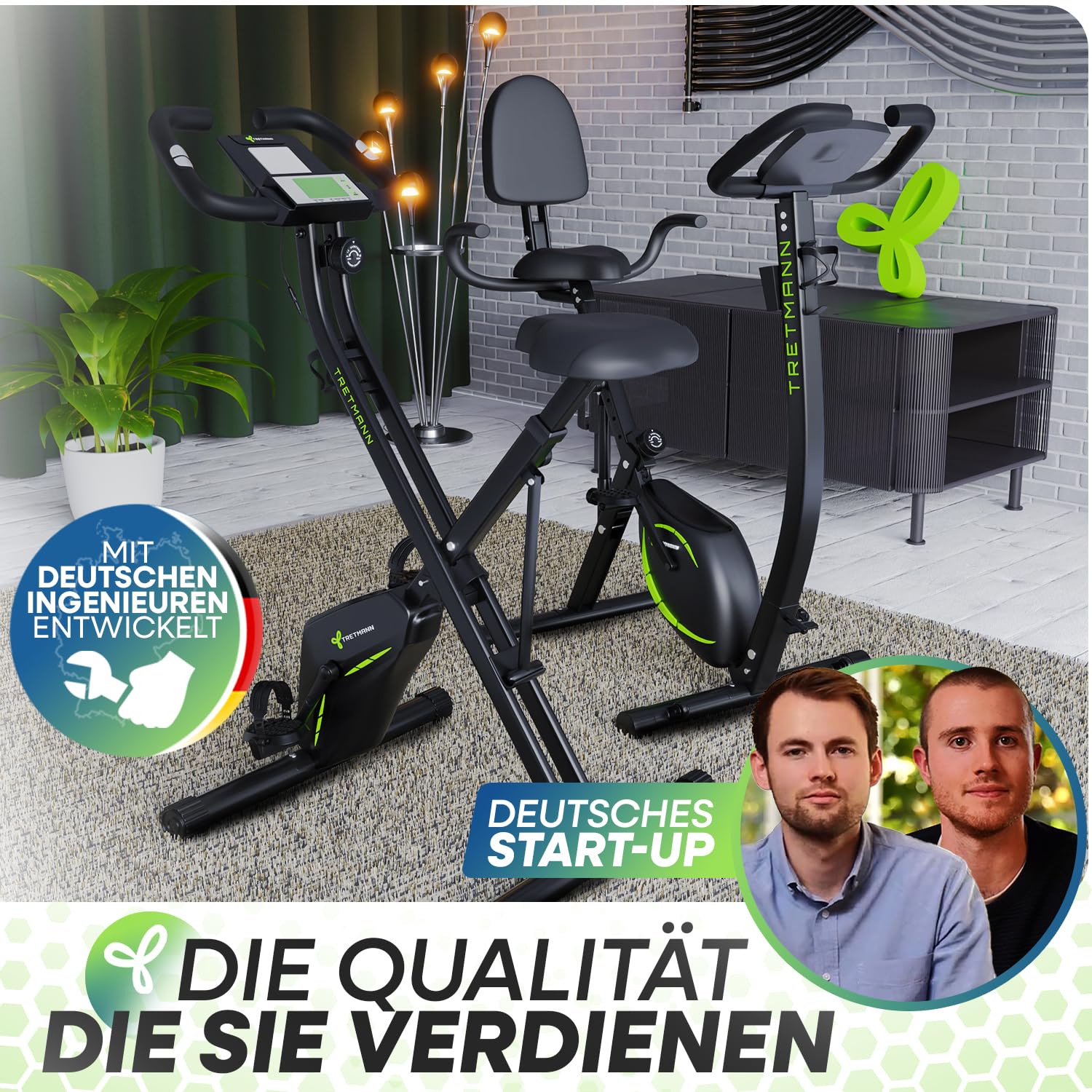 Neu Tretmann Hometrainer fahrrad Klappbar Set-extra bequem & leise- [RelaxFoam] bis 150KG Belastbar Ergometer fahrrad, Heimtrainer fahrrad, Ergometer Heimtrainer Senioren, Fitnessbikes, home trainer